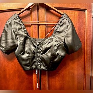 Beautiful satin black saree blouse